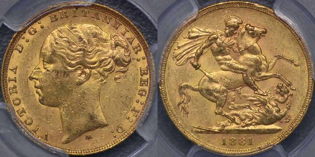 1881 Melbourne St George Reverse Sovereign