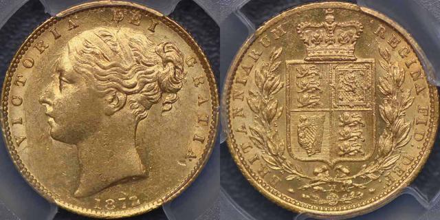 1872/1 Melbourne Shield Reverse Overdate Sovereign