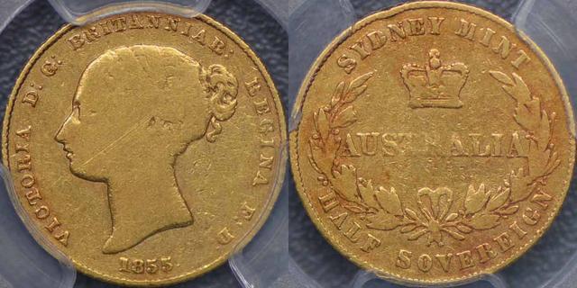 1855 Sydney Mint Half Sovereign