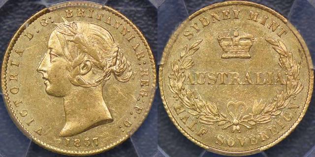 1857 Sydney Mint Half Sovereign