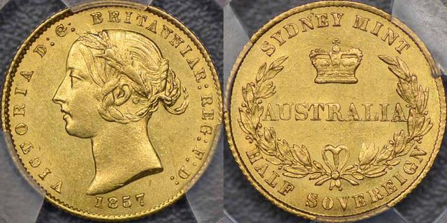 1857 Sydney Mint Half Sovereign
