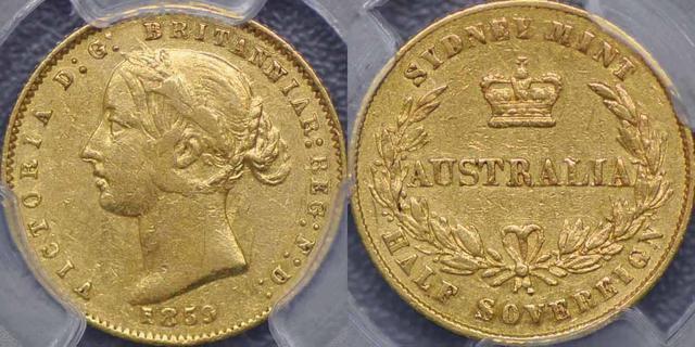 1859 Sydney Mint Half Sovereign