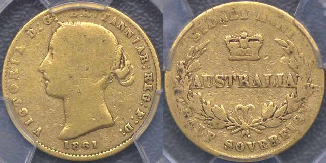 1861 Sydney Mint Half Sovereign
