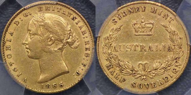 1866 Sydney Mint Half Sovereign