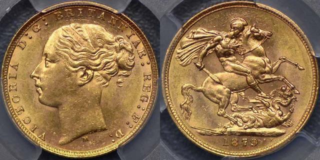 1879 Melbourne St George Reverse Sovereign