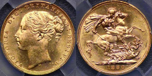 1880 Melbourne St George Reverse Sovereign