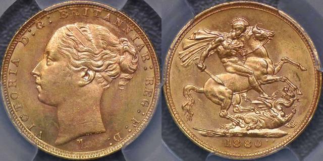 1880 Melbourne St George Reverse Sovereign