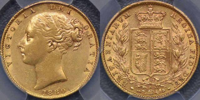 1880 シドニーシールドリバースソブリン、逆A付き