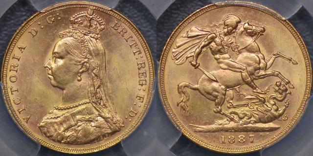 1887 Melbourne Jubilee Head Sovereign