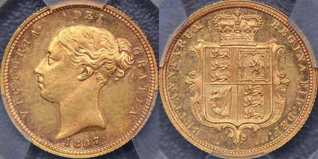 1887 Sydney Young Head Half Sovereign