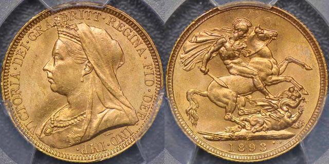 1893 Sydney Veiled Head Sovereign