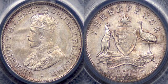 1917 Melbourne Threepence