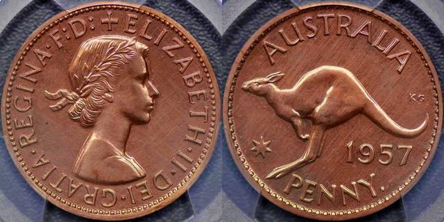 1957 Perth Proof Penny with brilliant finish
