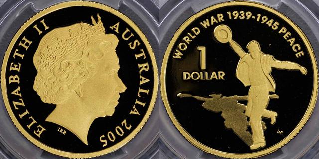 2005 Proof One Dollar in gold