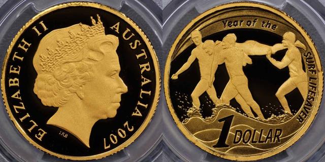 2007 Surf Lifesaving One Dollar in gold