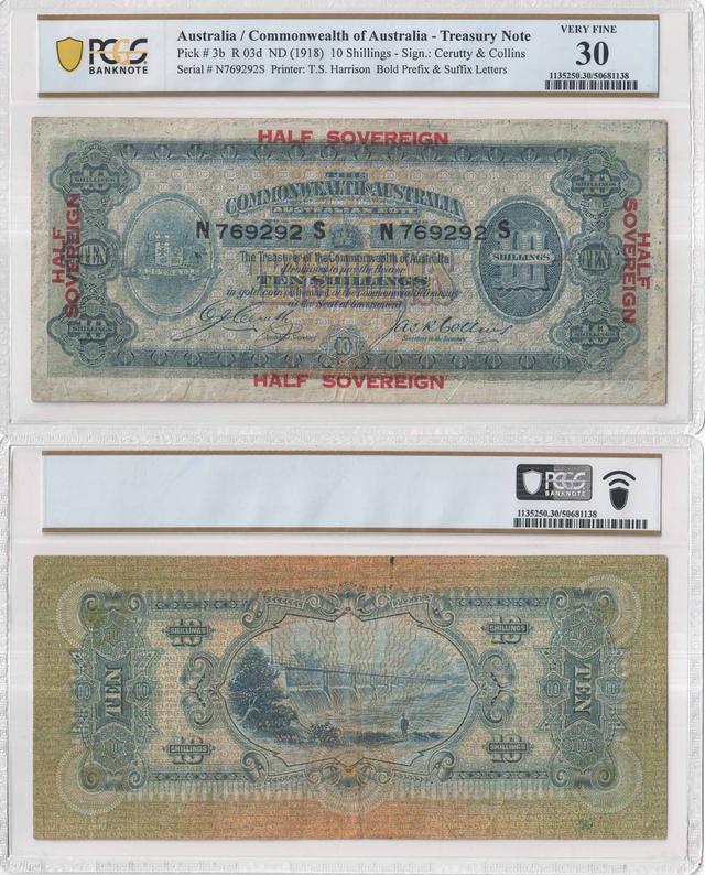 1918 Cerutty/Collins Half Sovereign