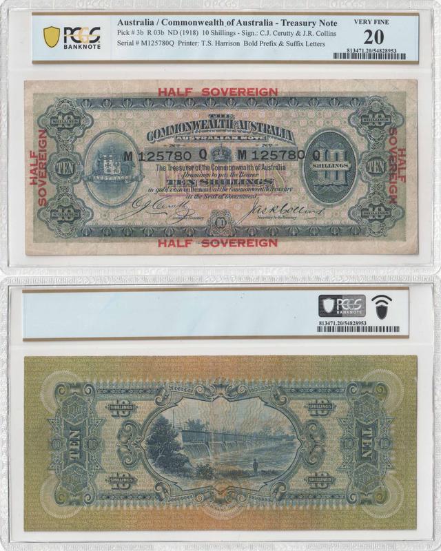 1918 Cerutty/Collins Half Sovereign