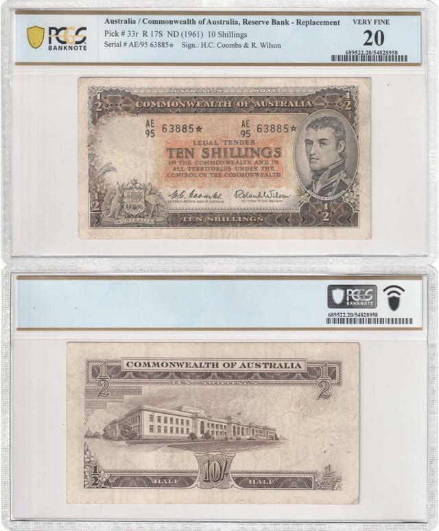 1961 Coombs/Wilson Ten Shillings star note